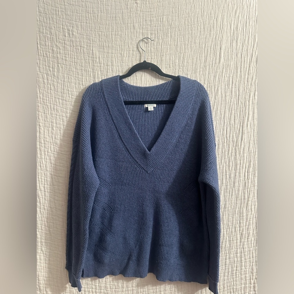 Sundance blue V-Neck Chunky Sweater Sz M
